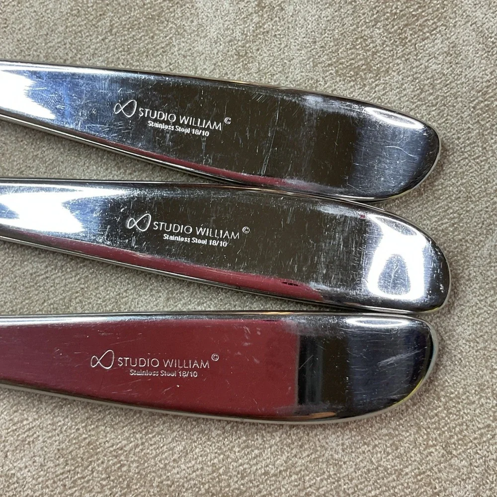 Studio William Olive Hazel Serving Set Fork‎ Spoon Pierced Lot Of 3  10